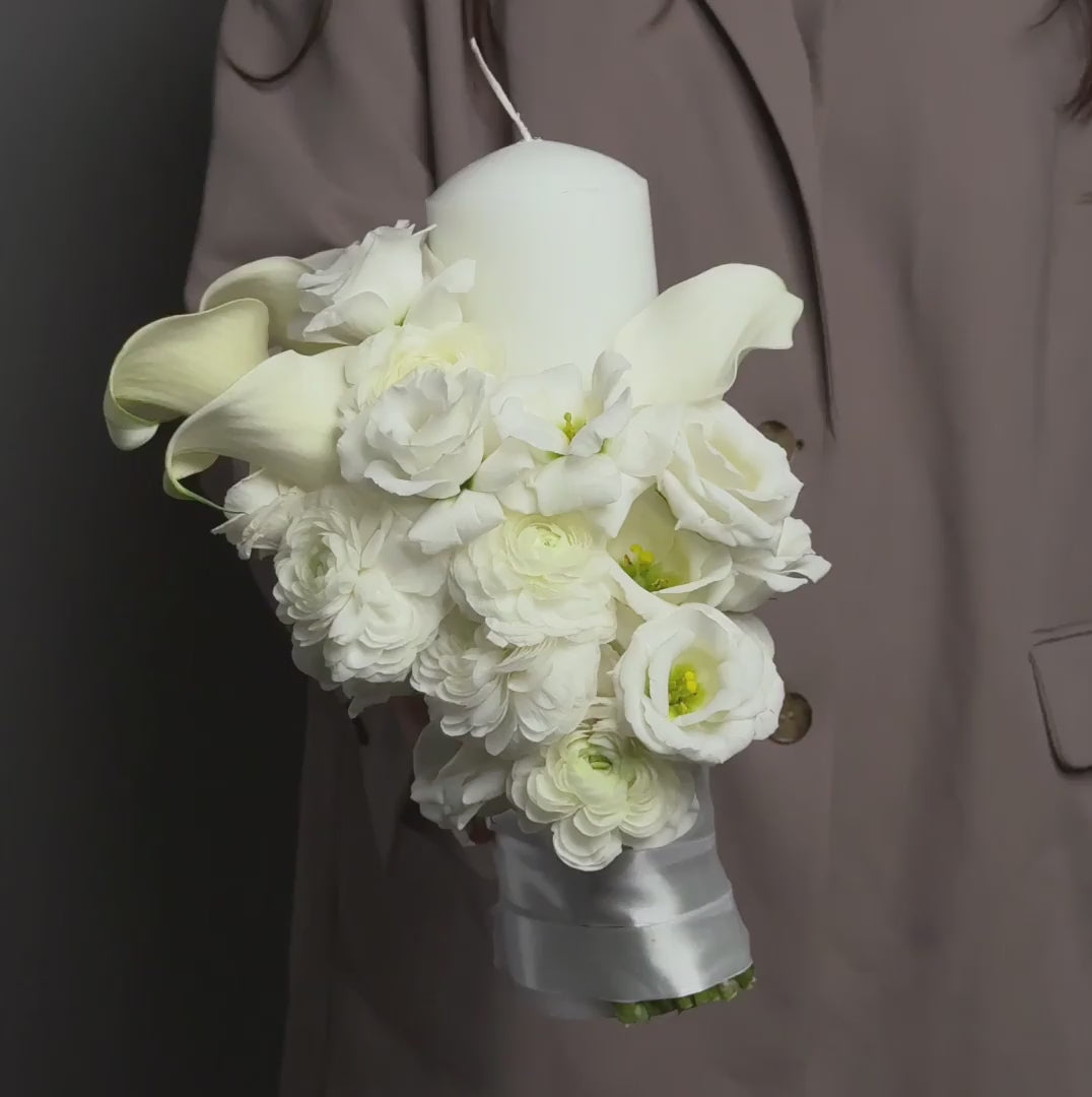Lumanari de cununie cu cale si lisianthus alb, 6, Californiaflowers.ro