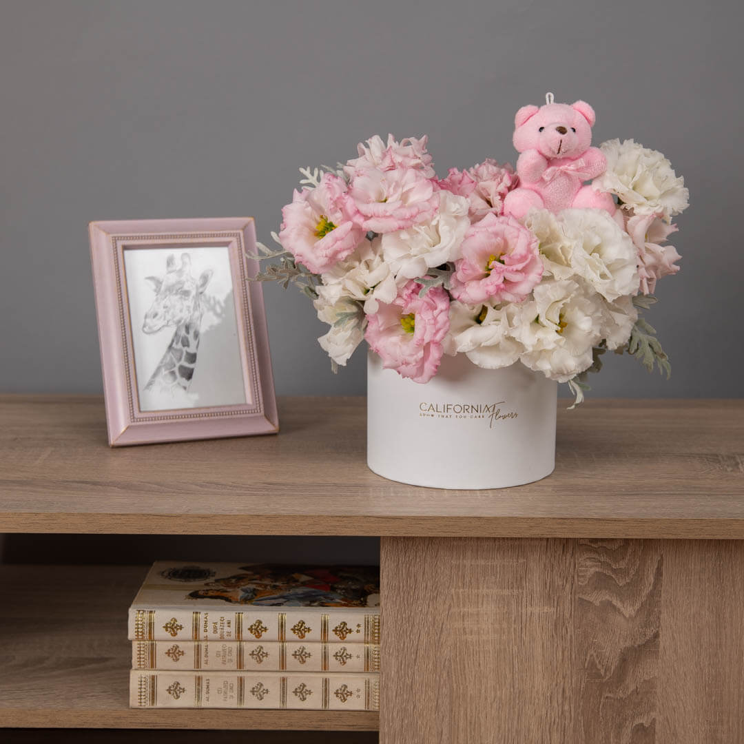Newborn pink floral arrangement