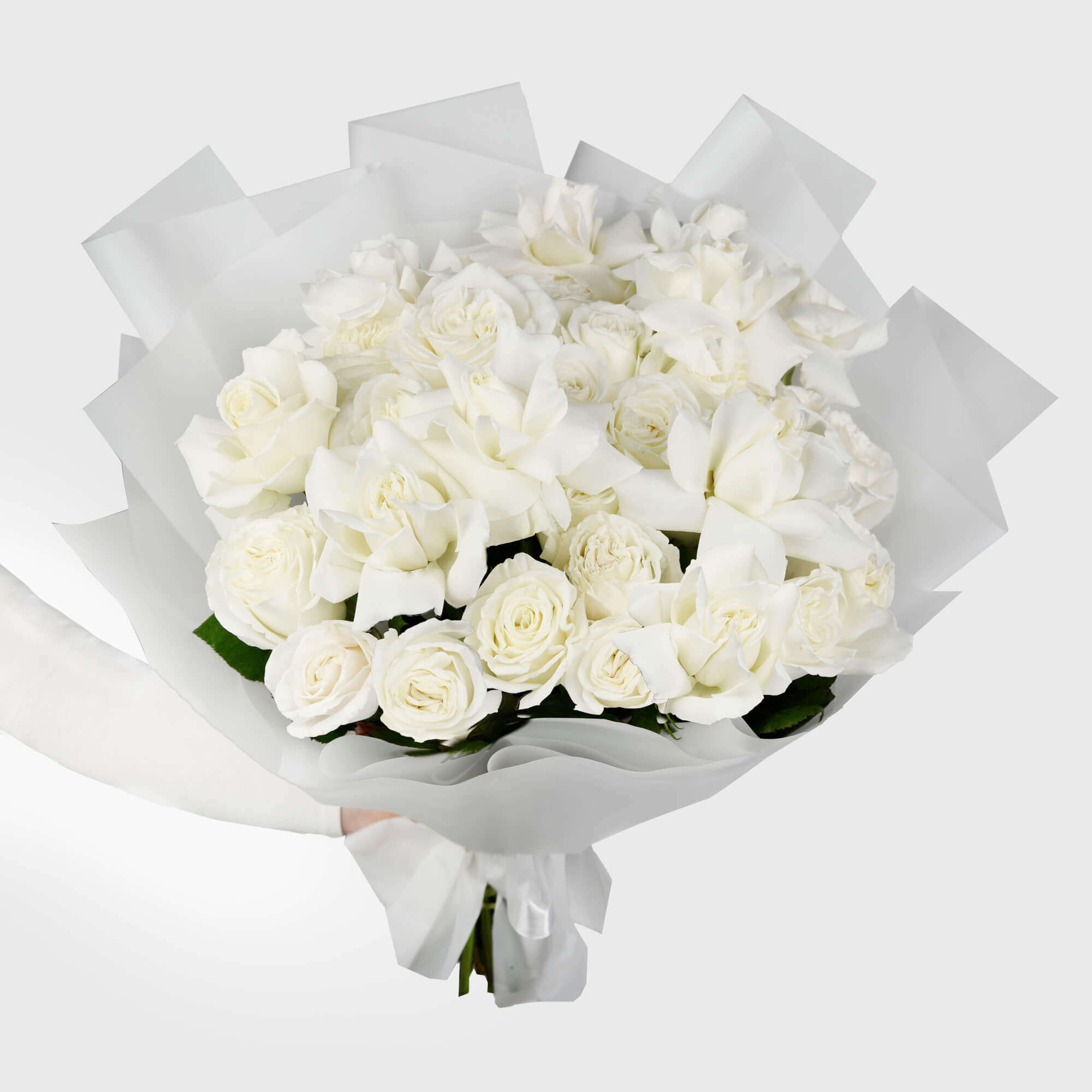 Buchet mixt cu 31 trandafiri albi, 1