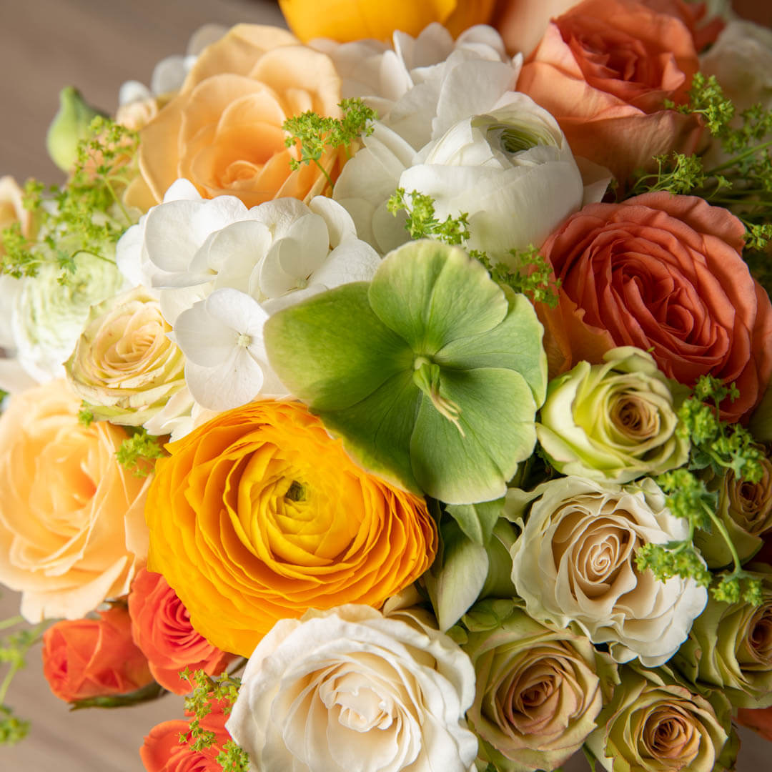 Bridal bouquet with salmon roses