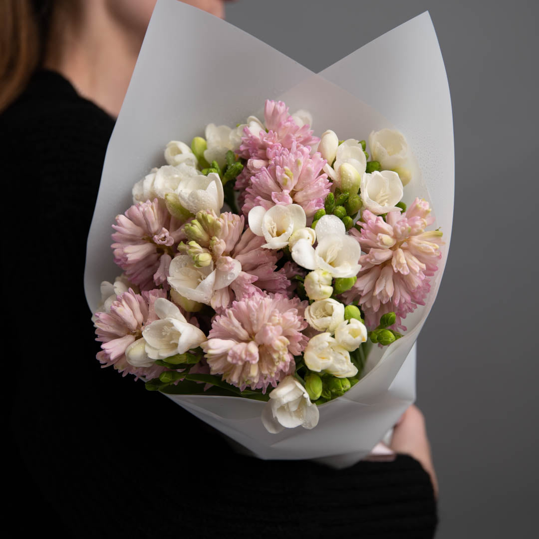 Bouquet with hyacinths and freesias