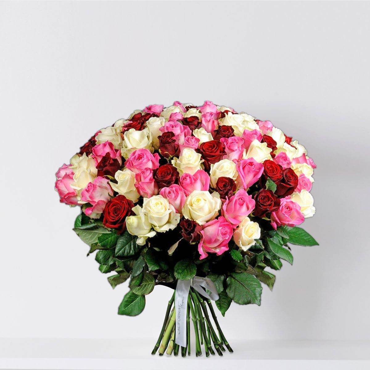 Bouquet of 69 multicolored roses
