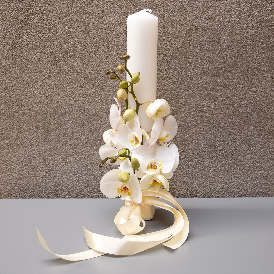 Wedding candles with Phalaenopsis orchids, 3, Californiaflowers.ro