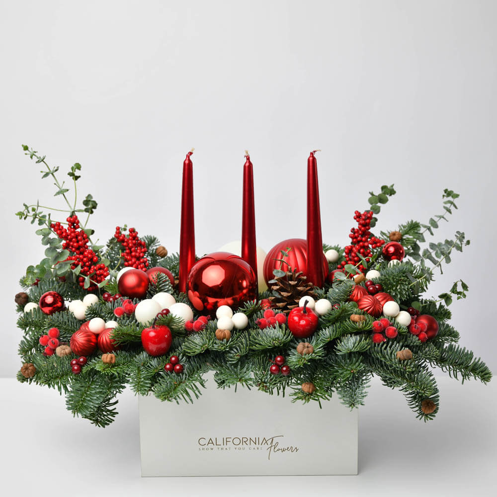 Red and white Christmas arrangement