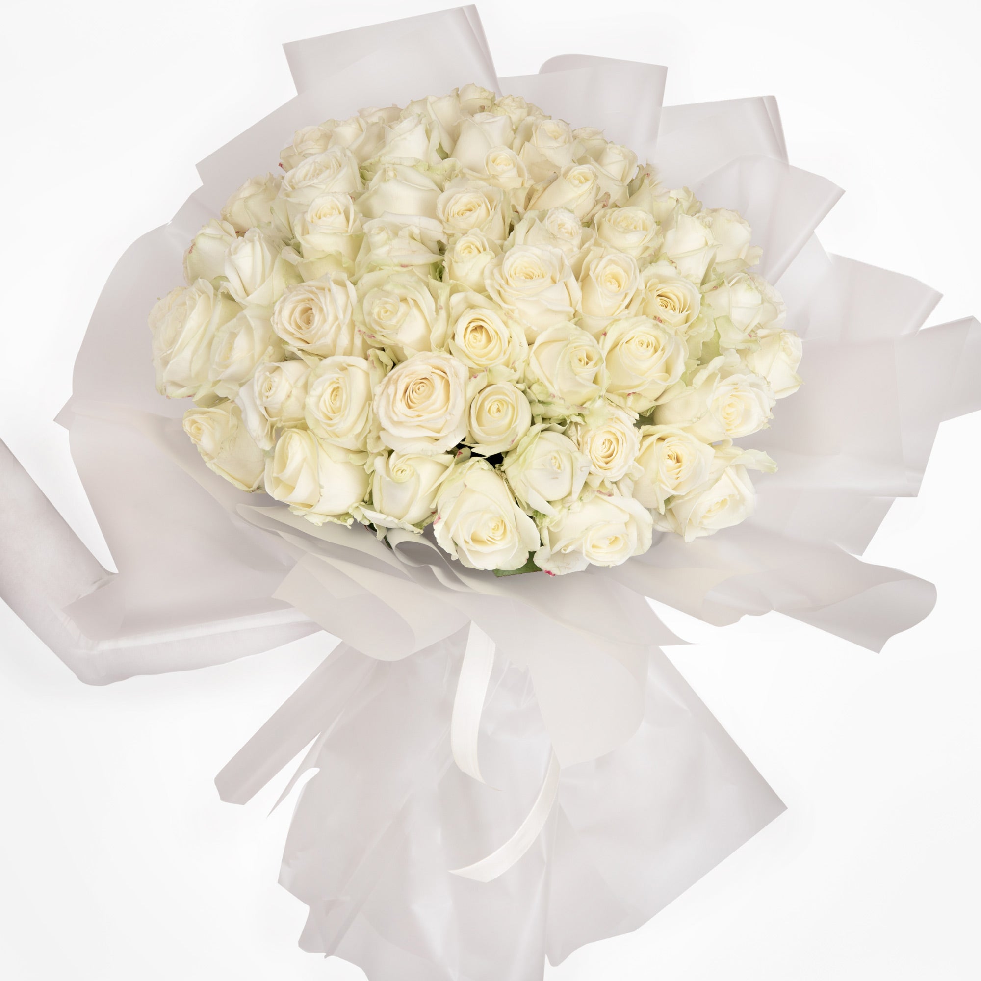Buchet cu 65 trandafiri albi