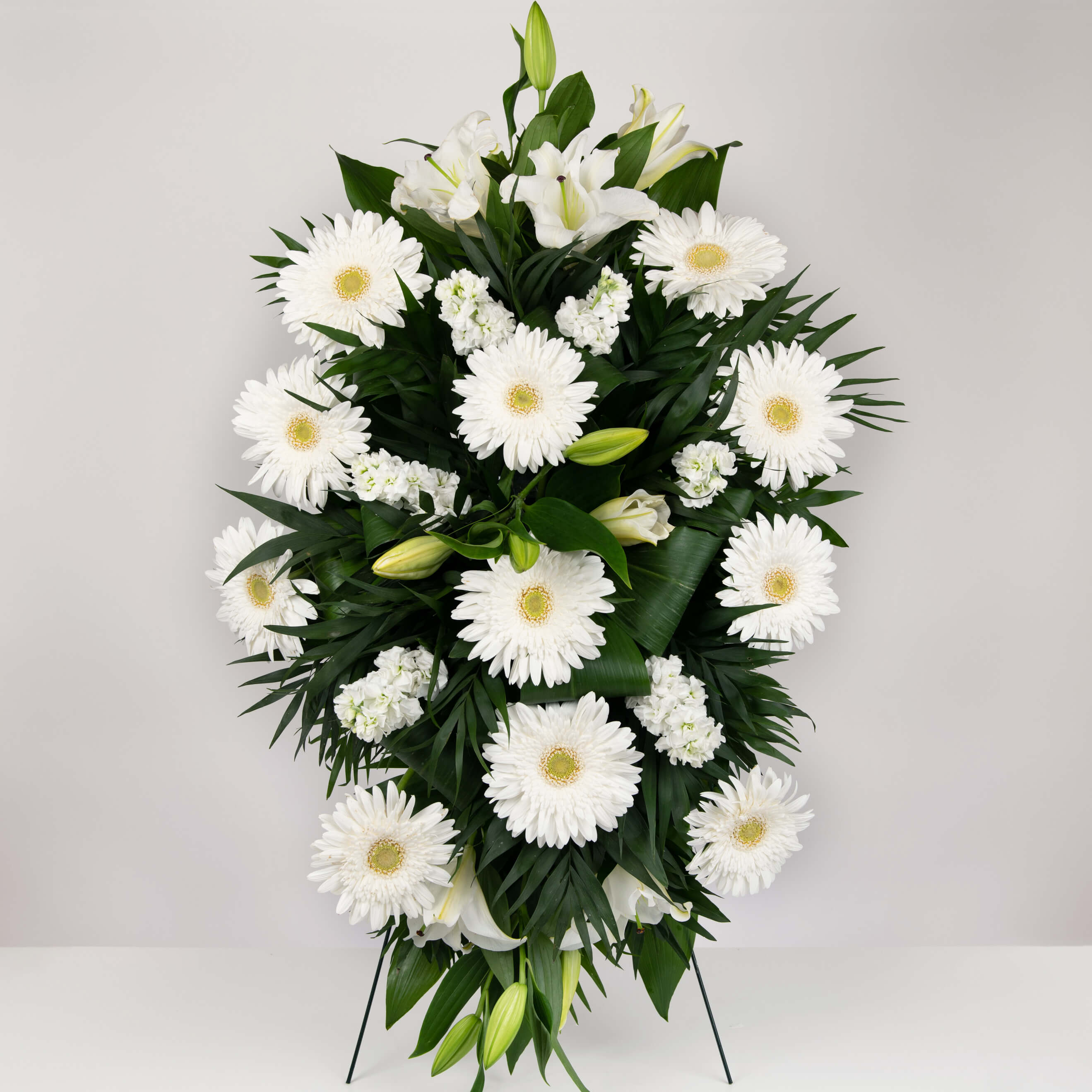 Aranjament floral funerar cu gerbera si crin, 1
