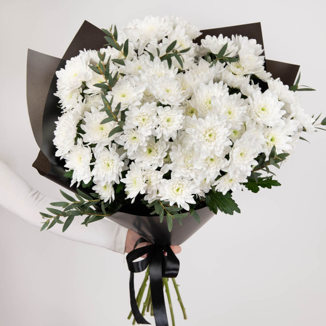 Funeral bouquet with chrysanthemums