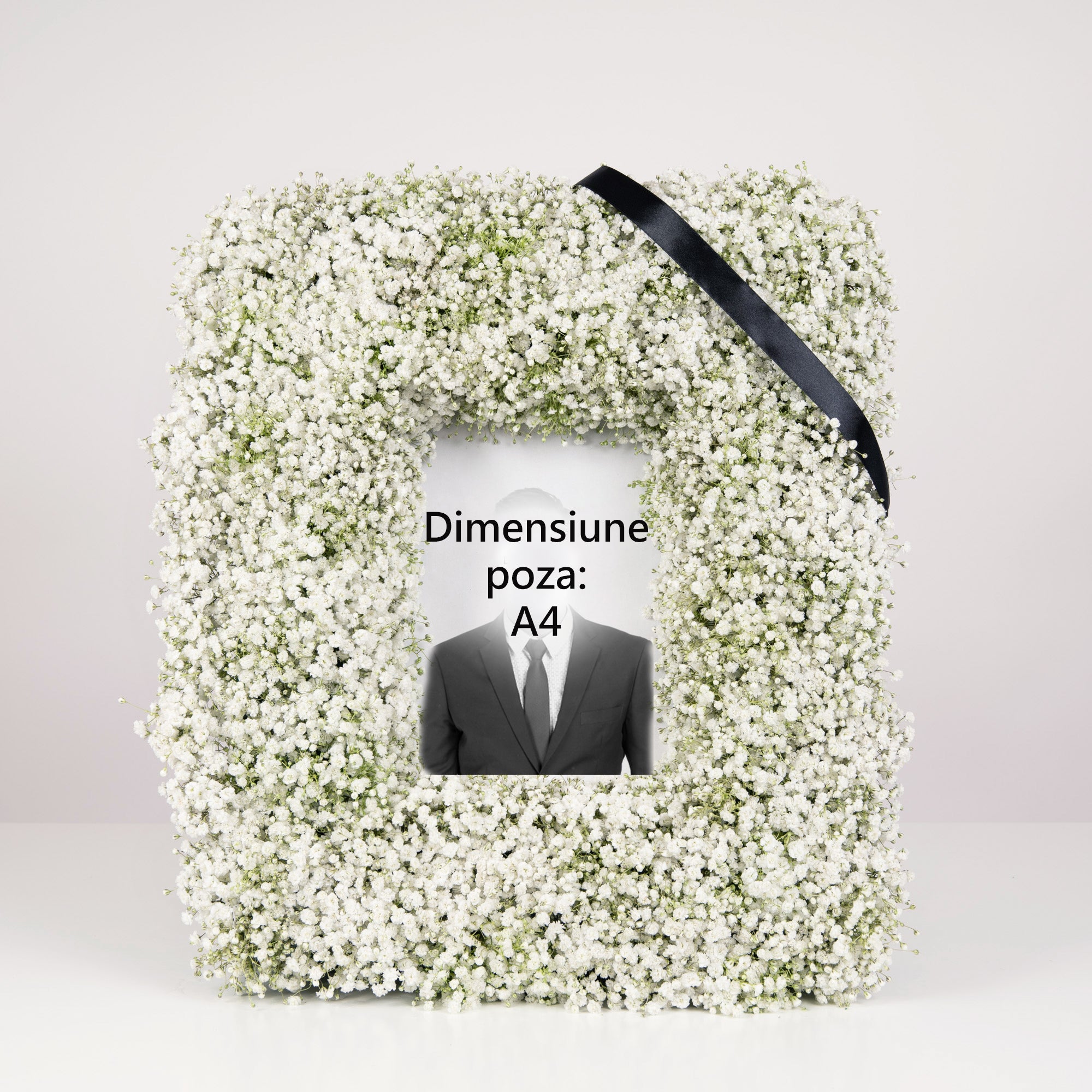Funeral frame with gypsophila