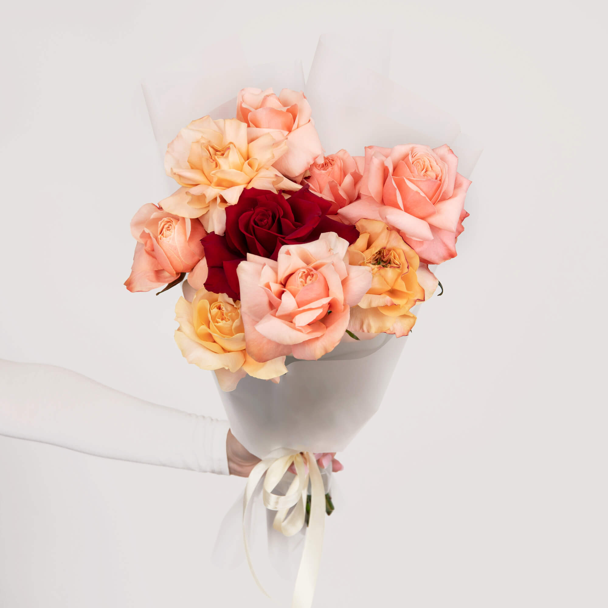 Bouquet with special multicolored roses